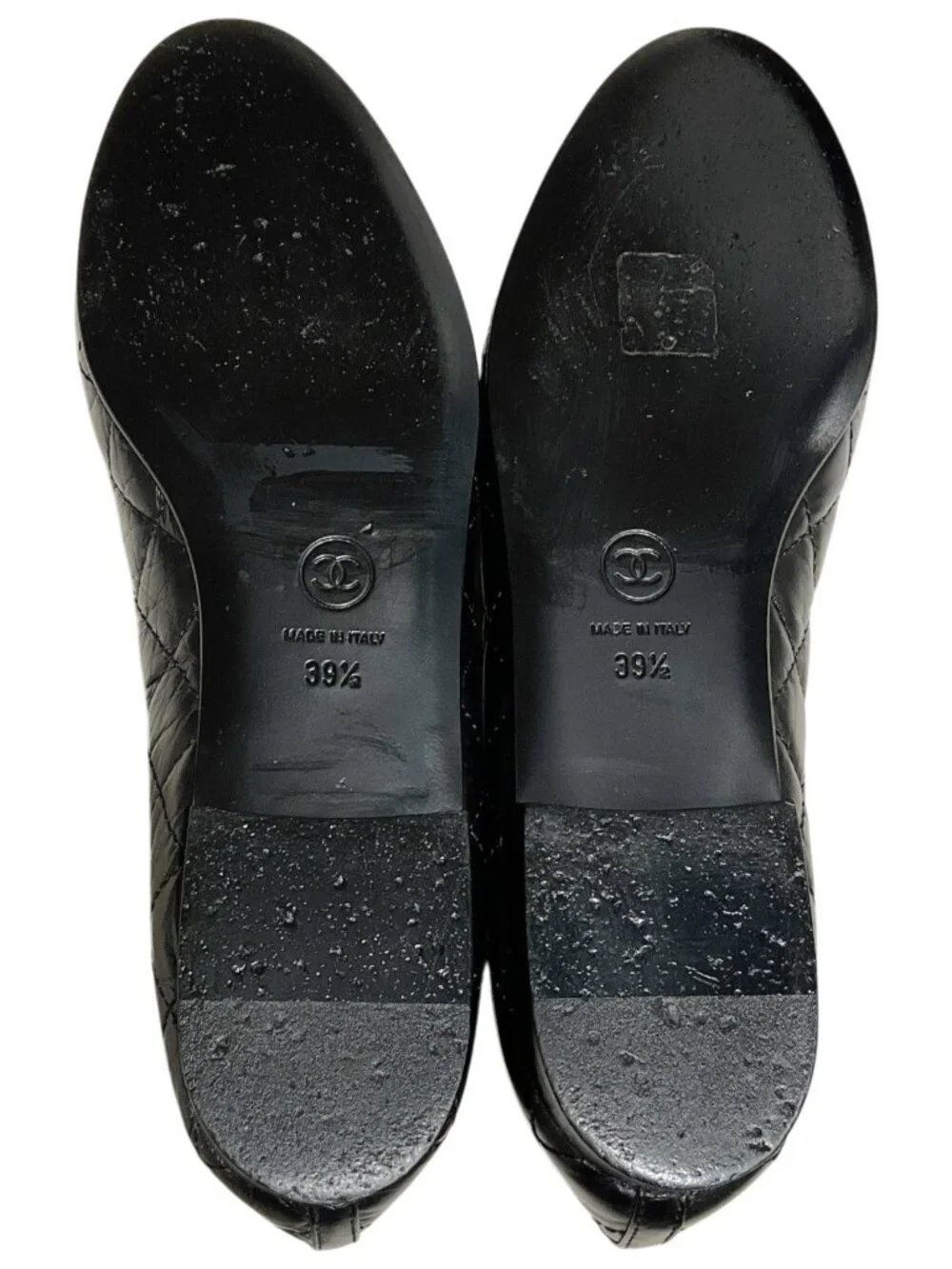 Chanel Black Aged Calfskin Ballet Flats